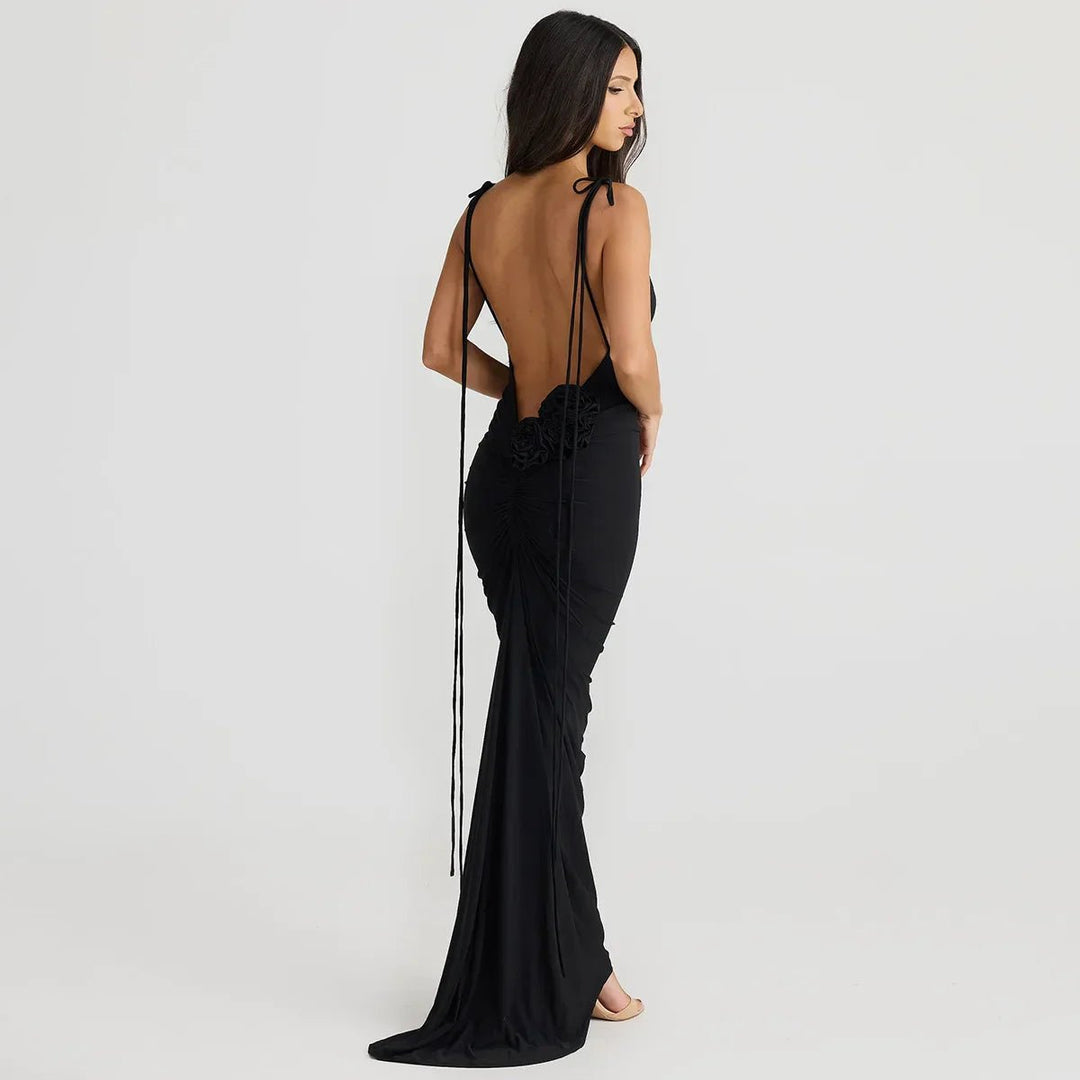 Floral Backless Fishtail Maxi Dress - Amelia - York