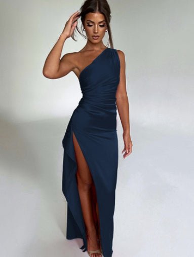 One - Shoulder Ruched Maxi Dress - Amelia - York